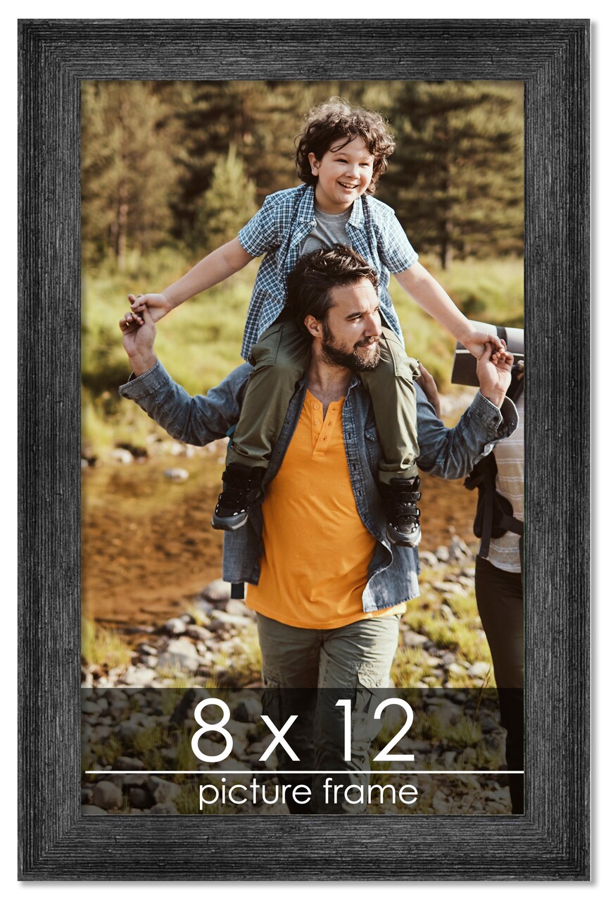 8x12 Wide Barnwood Picture Frame with UV-Resistant Acrylic & Acid Free Backing, Available in 6 Paint Finishes - Grey, Brown, White, and Black